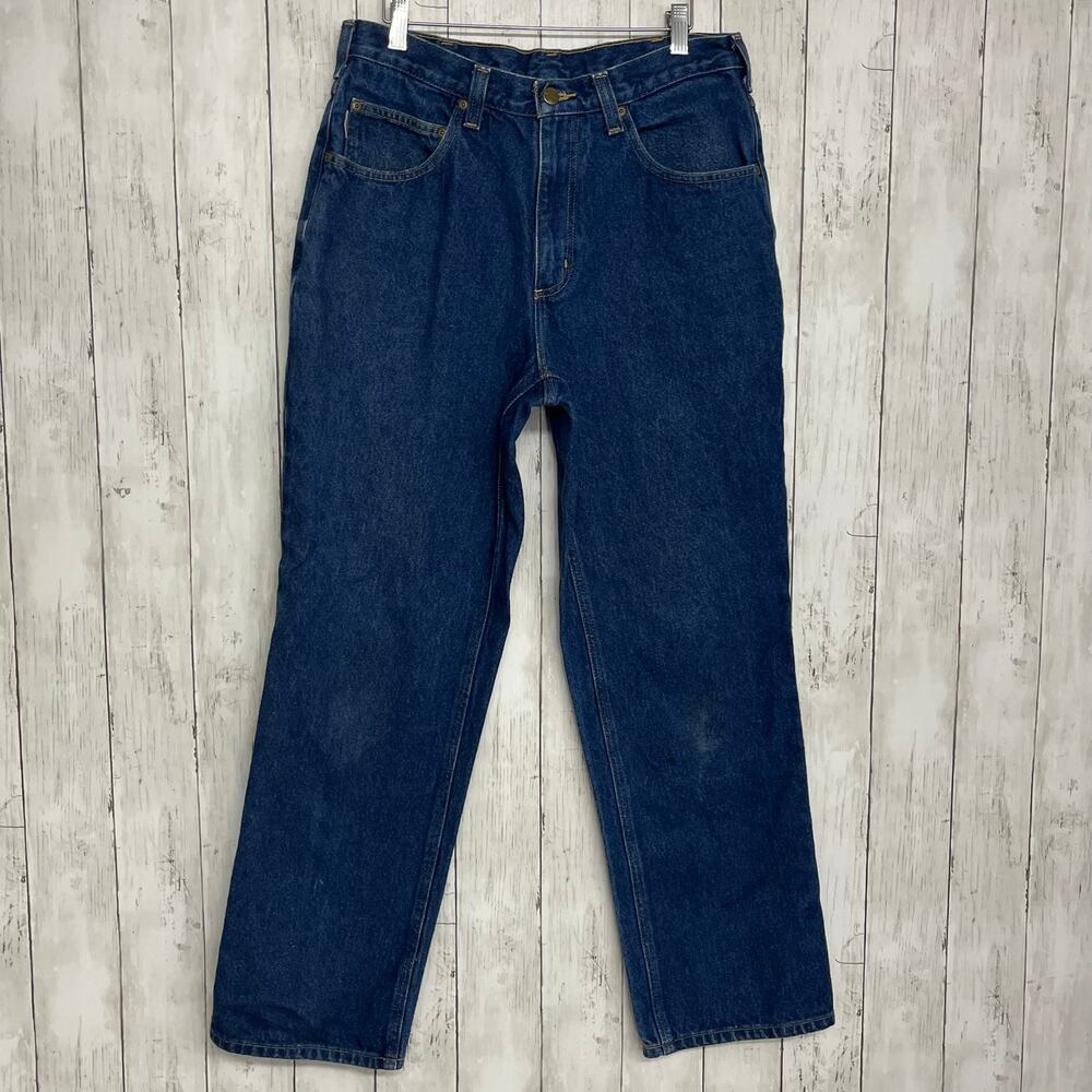 Carhartt Relaxed Fit Straight Leg High Rise Mid Wash Denim Cotton Jeans 32/30